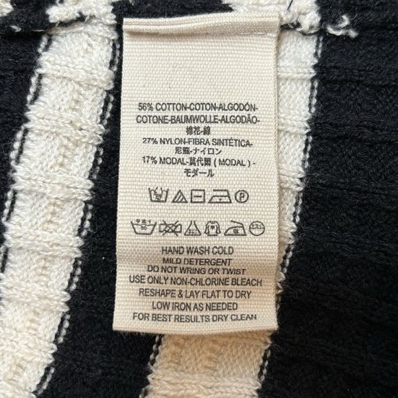 Free People Gidget Sweater Mini Dress Knit Black Striped SMALL V Neck Retro Boho - Picture 10 of 11